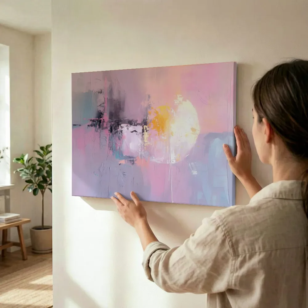 Sfeerimpressie: Lichtgloed pastel terwijl het wordt opgehangen