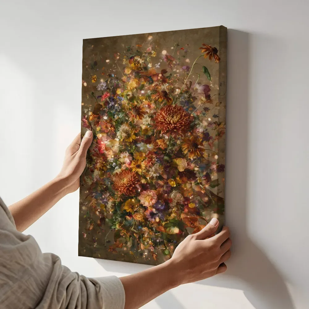 Sfeerimpressie: Lieveheersbeestje in herfsttinten terwijl het aan de muur wordt gehangen