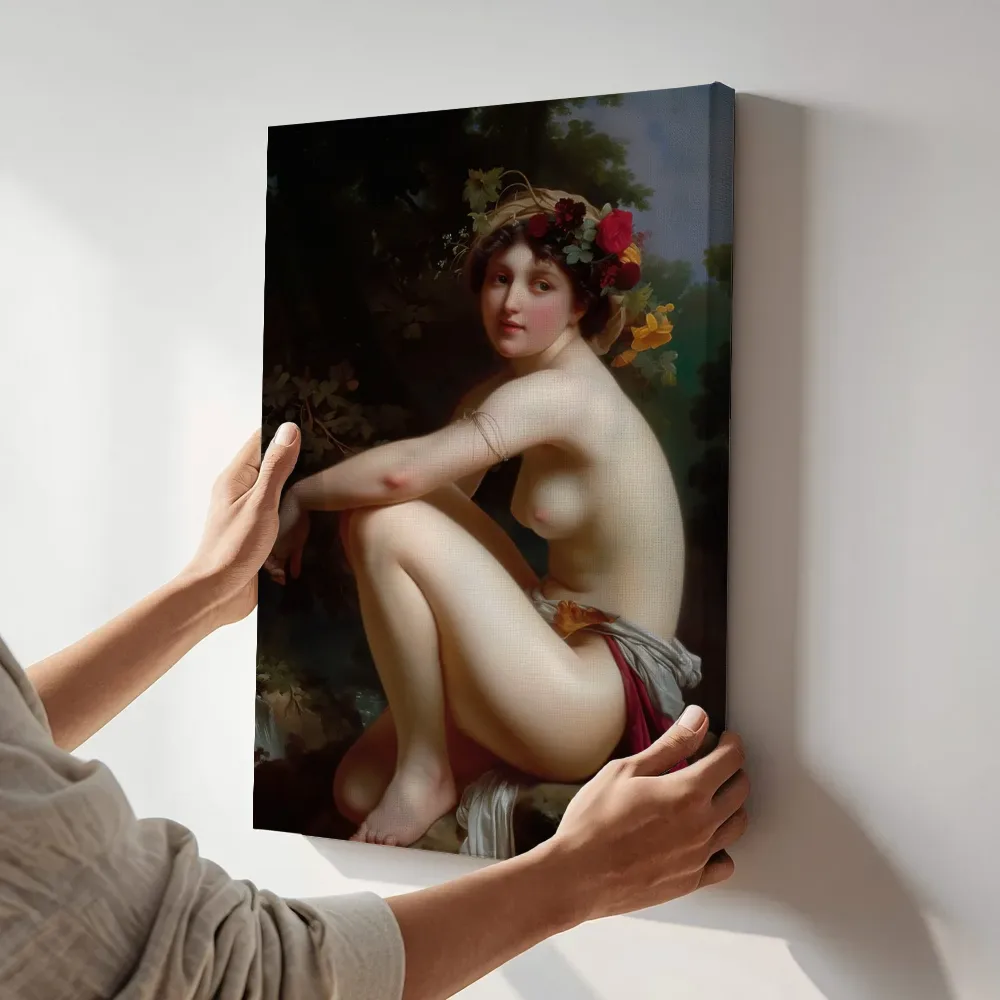 Sfeerimpressie: Liggende nimf terwijl het aan de muur wordt gehangen
