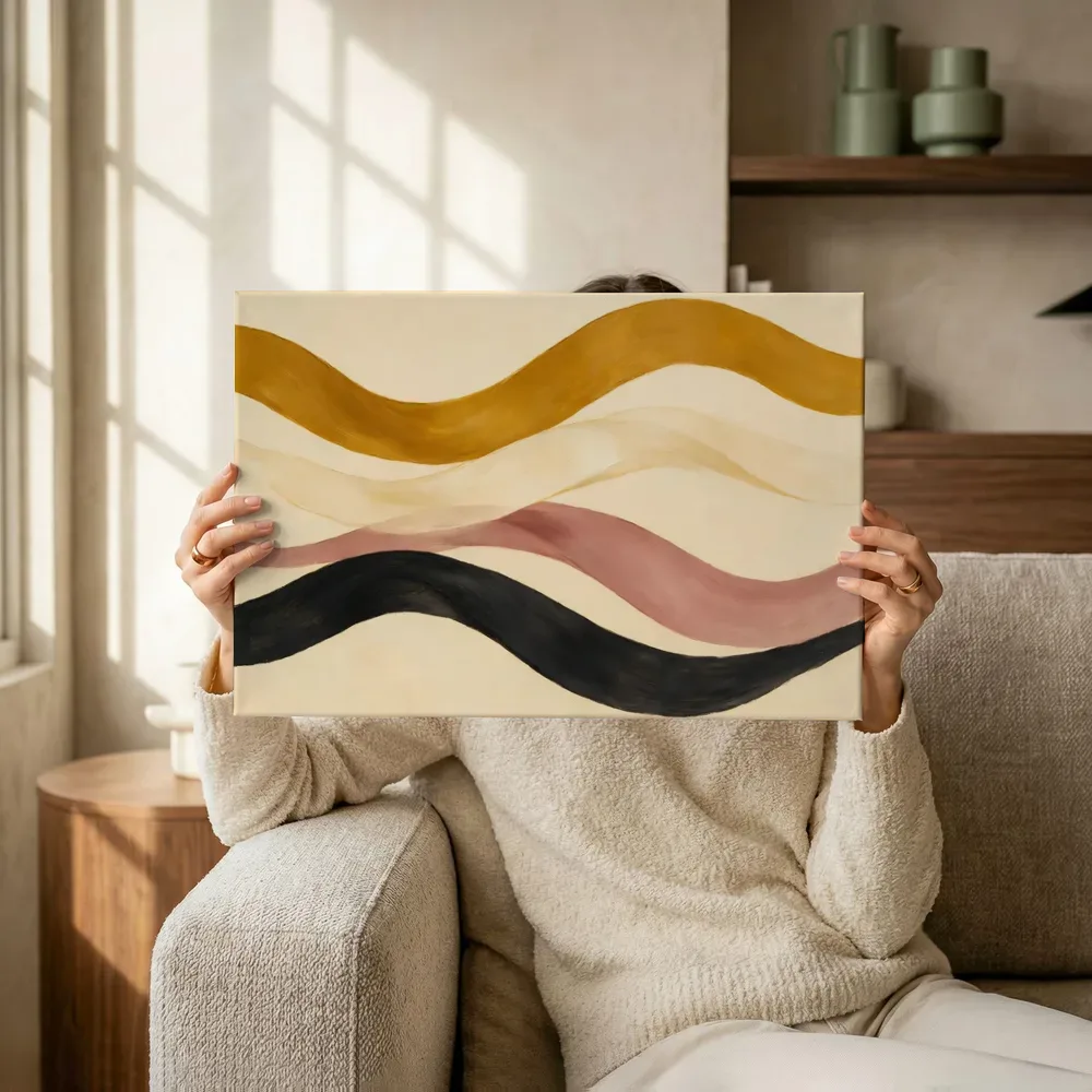 Sfeerimpressie: Lintvormen Organic Geometry 17 terwijl het omhoog wordt gehouden