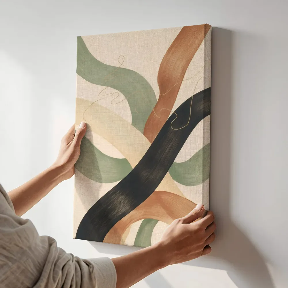 Sfeerimpressie: Lintvormen Organic Geometry 3 terwijl het aan de muur wordt gehangen