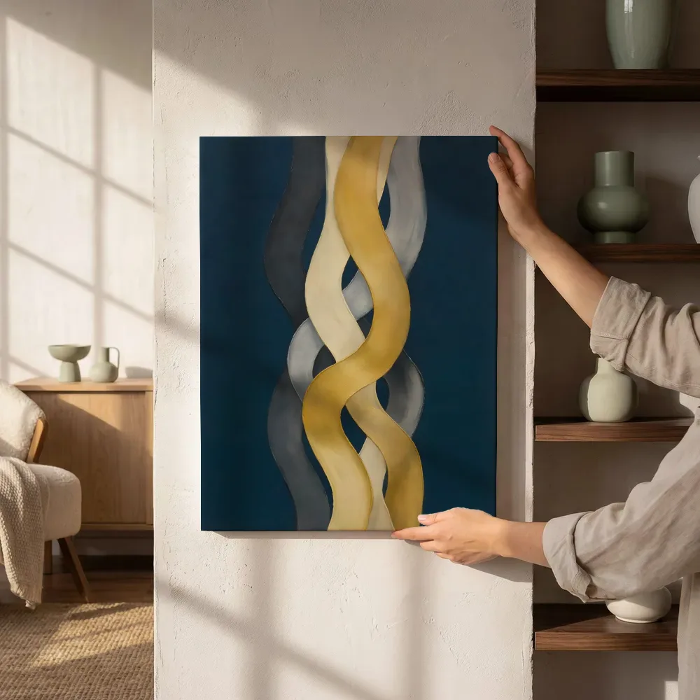 Sfeerimpressie: Lintvormen Organic Geometry in grafietgrijs 2 naast de kast