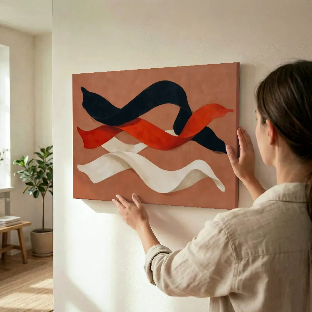 Sfeerimpressie: Lintvormen Organic Geometry in inktzwart 2 terwijl het wordt opgehangen