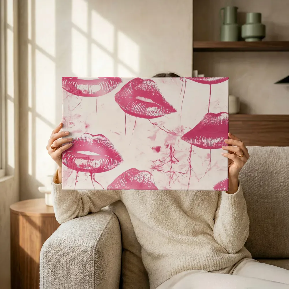 Sfeerimpressie: Lippen collage terwijl het omhoog wordt gehouden