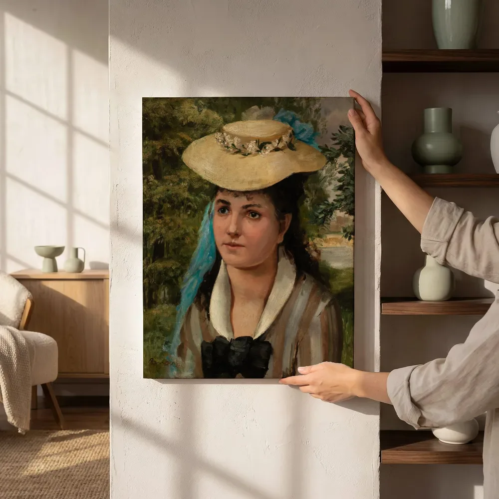 Sfeerimpressie: Lise in a Straw Hat (Jeune fille au chapeau de paille) van Pierre-Auguste Renoir naast de kast
