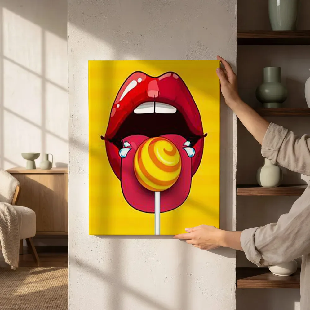 Sfeerimpressie: Lolly met traantjes pop art naast de kast