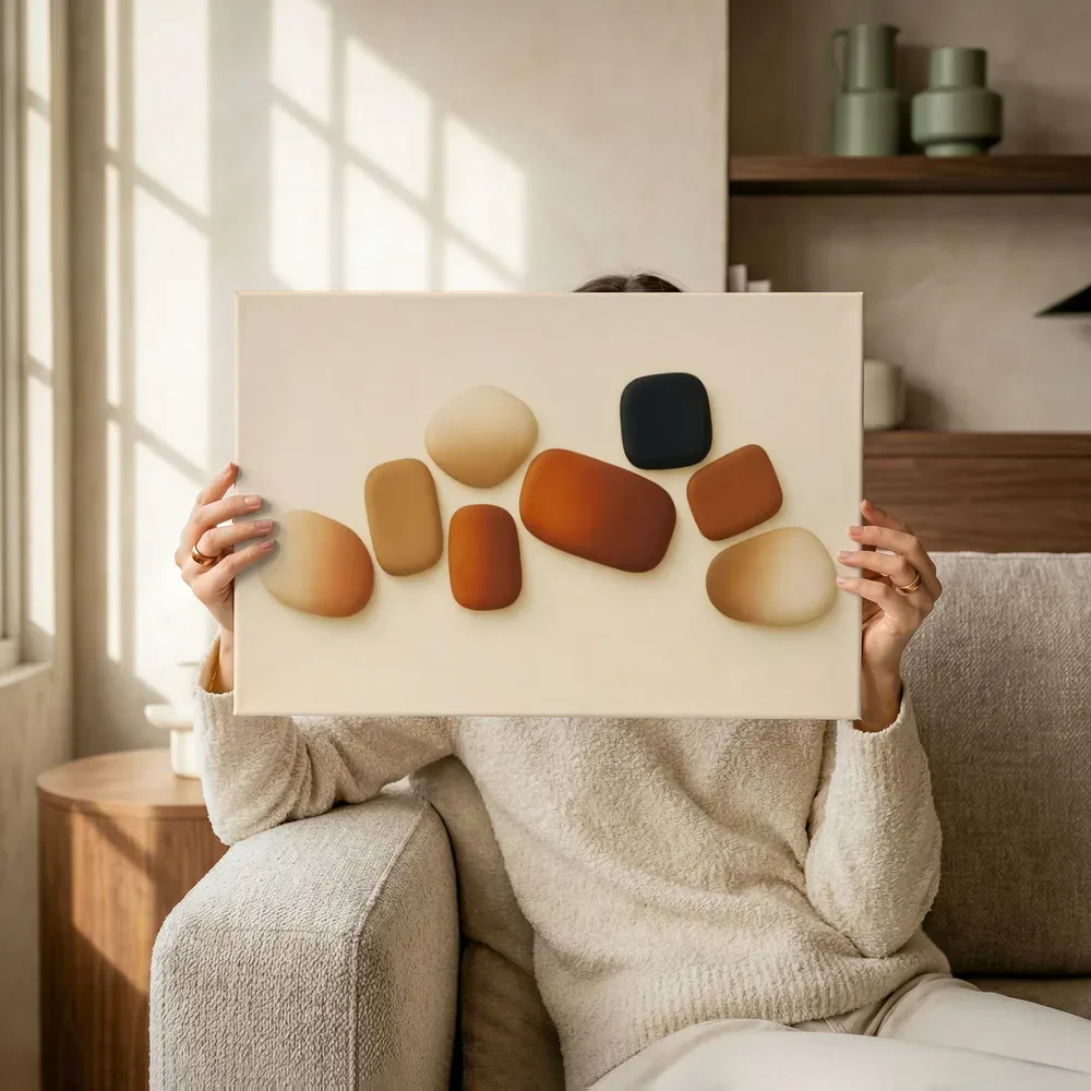 Sfeerimpressie: Losse kiezelstenen Organic Geometry 2 terwijl het omhoog wordt gehouden
