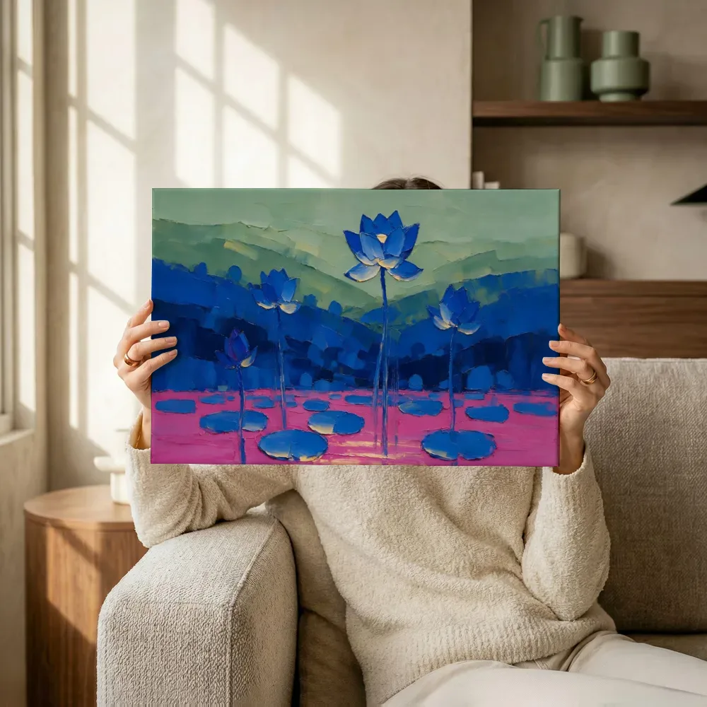 Sfeerimpressie: Lotus op de helling in kobaltmagenta terwijl het omhoog wordt gehouden