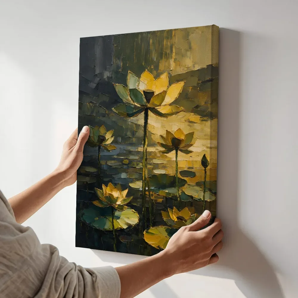Sfeerimpressie: Lotus op de helling in mosterd terwijl het aan de muur wordt gehangen
