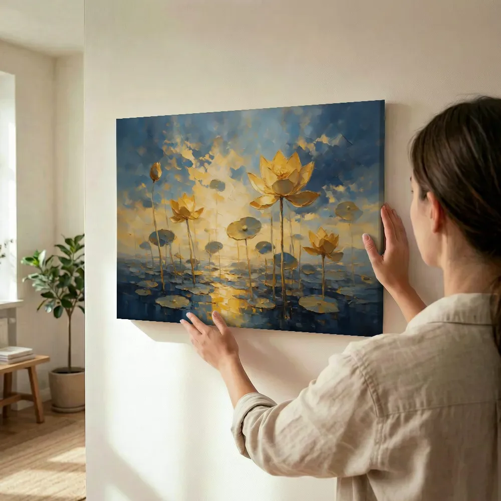 Sfeerimpressie: Lotus tegen de lucht in goudoker terwijl het wordt opgehangen