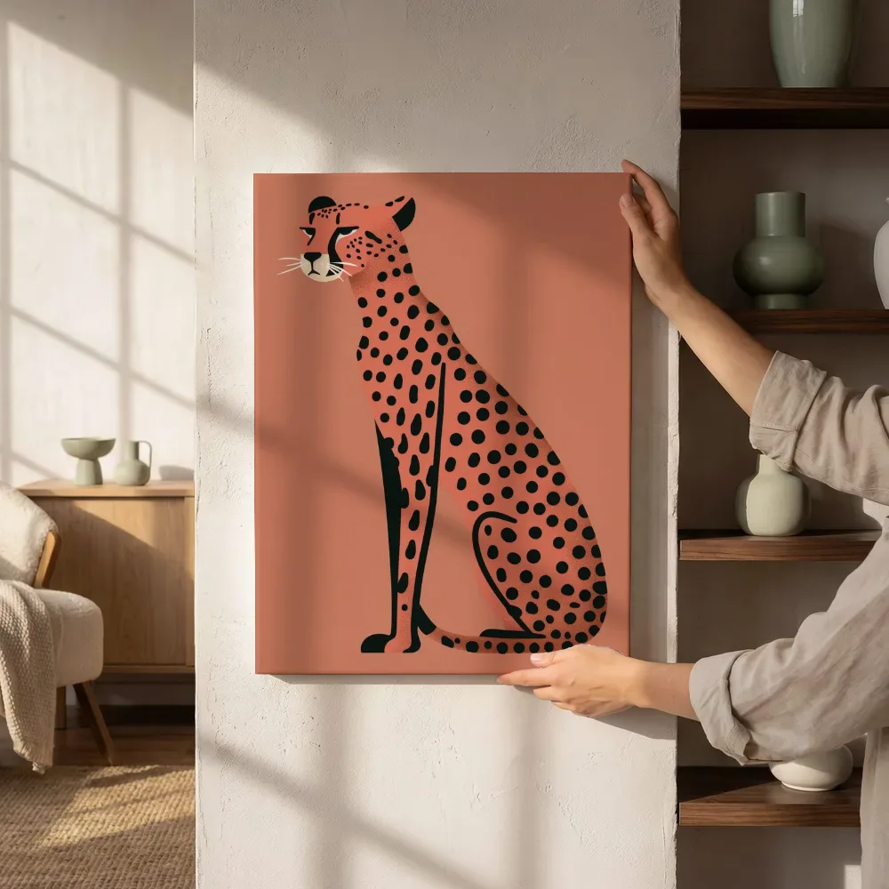 Sfeerimpressie: Cheetah op terracotta naast de kast
