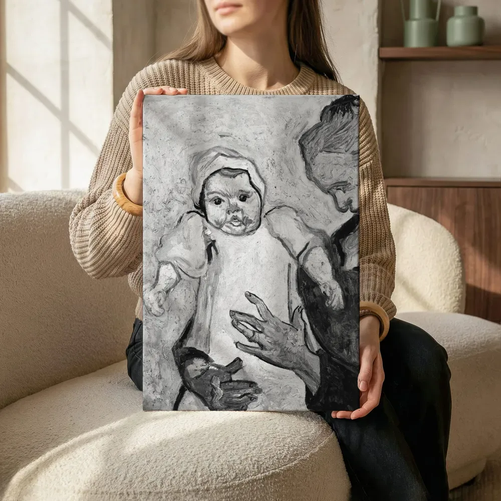 Sfeerimpressie: Madame Augustine Roulin met baby van Gogh terwijl het zittend wordt getoond