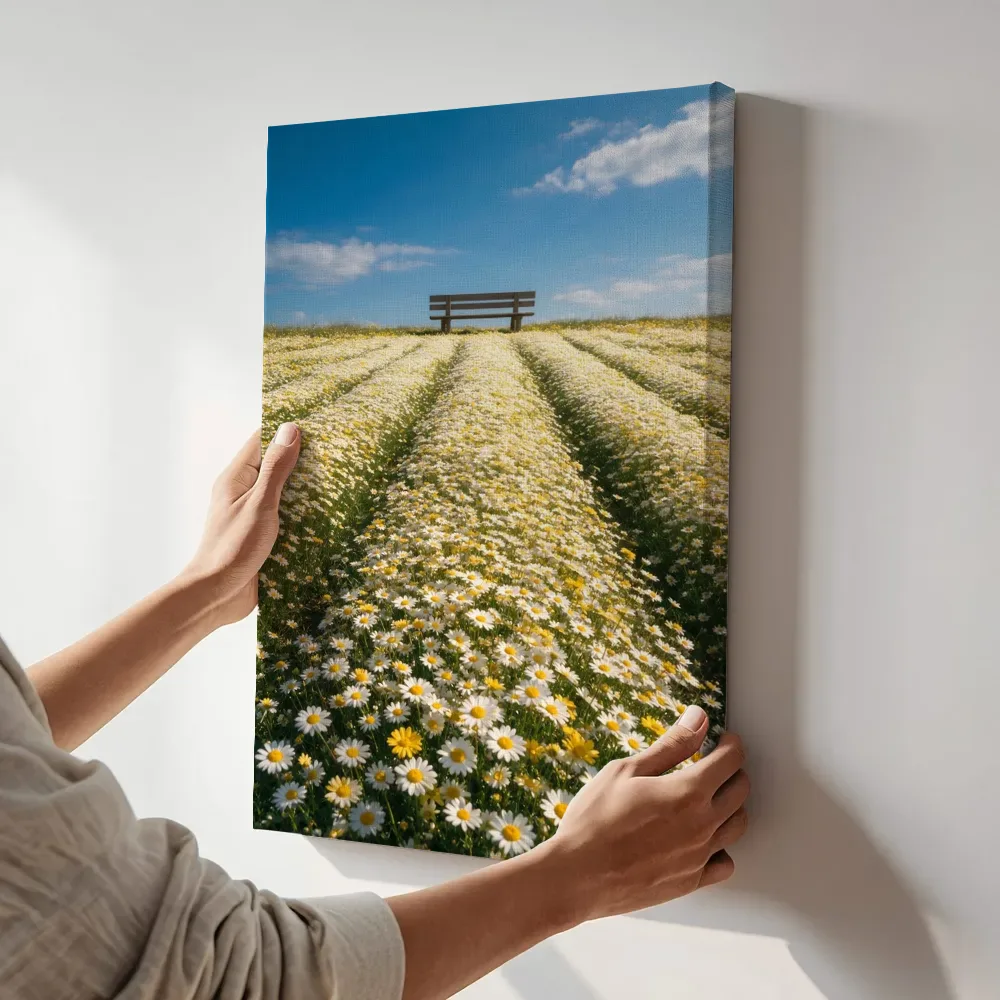 Sfeerimpressie: Madeliefje bij volle zon 10 terwijl het aan de muur wordt gehangen