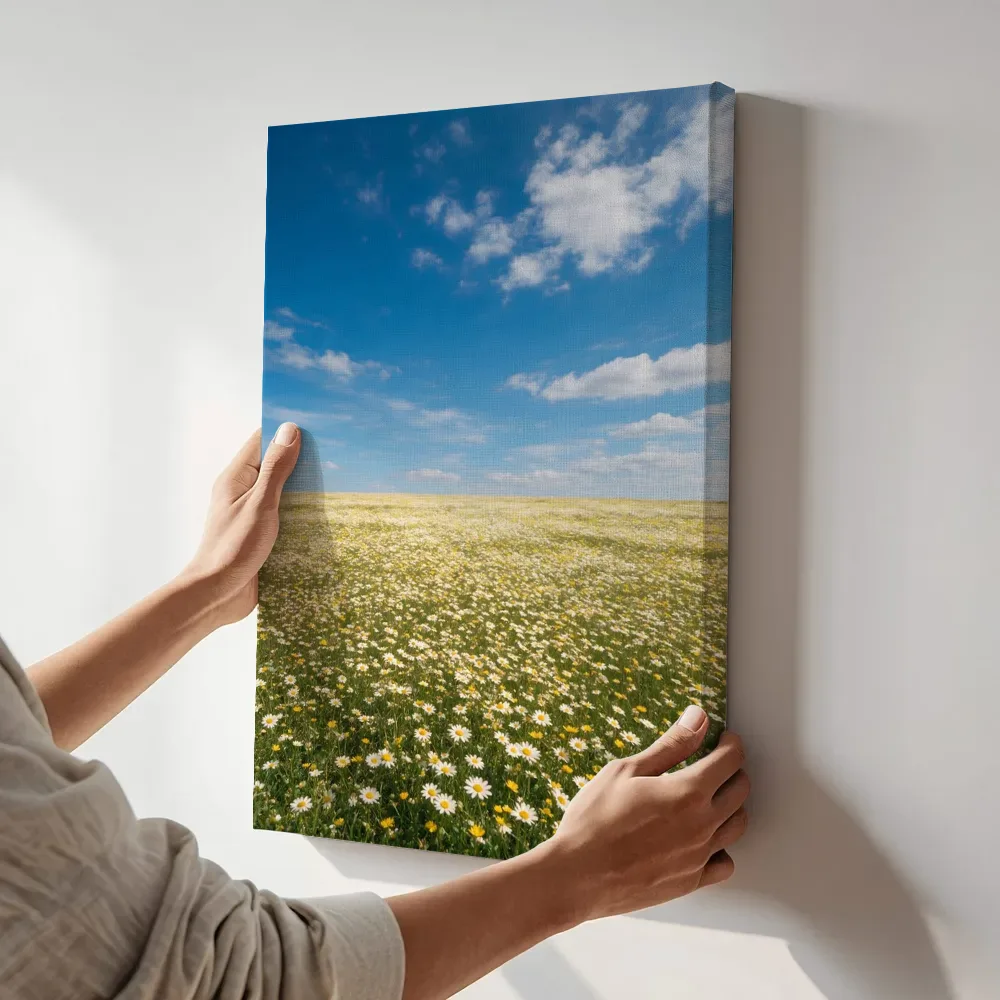 Sfeerimpressie: Madeliefje bij volle zon terwijl het aan de muur wordt gehangen