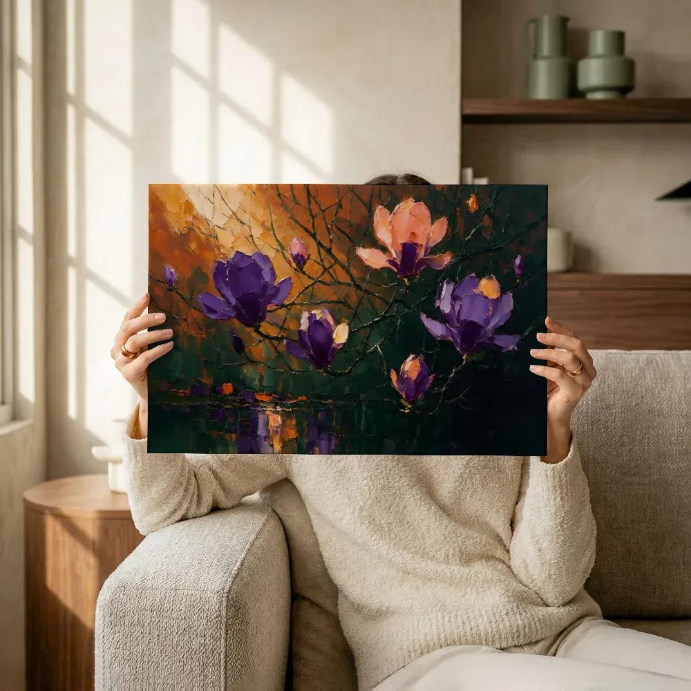 Sfeerimpressie: Magnolia aan de oever in paarsoranje terwijl het omhoog wordt gehouden