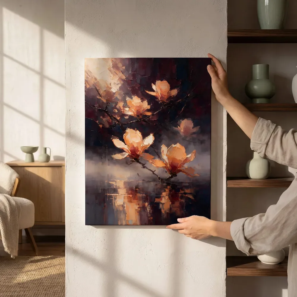 Sfeerimpressie: Magnolia aan de oever in perzik naast de kast