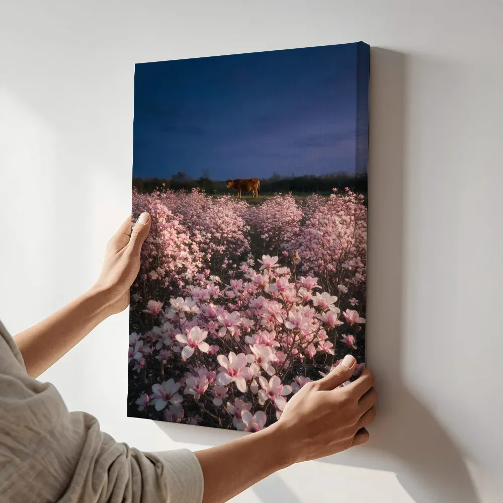 Sfeerimpressie: Magnolia bij de schemering 4 terwijl het aan de muur wordt gehangen