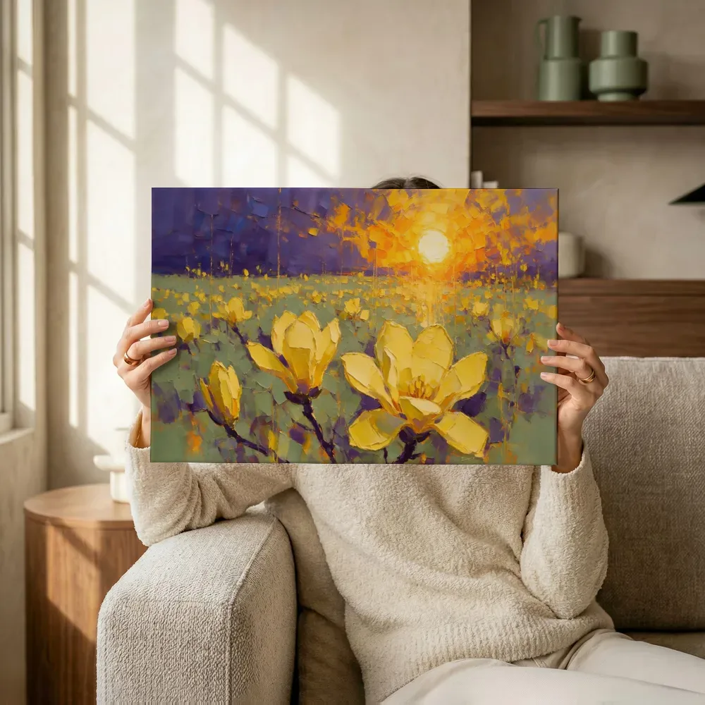 Sfeerimpressie: Magnolia in het landschap in zwavelviolet terwijl het omhoog wordt gehouden