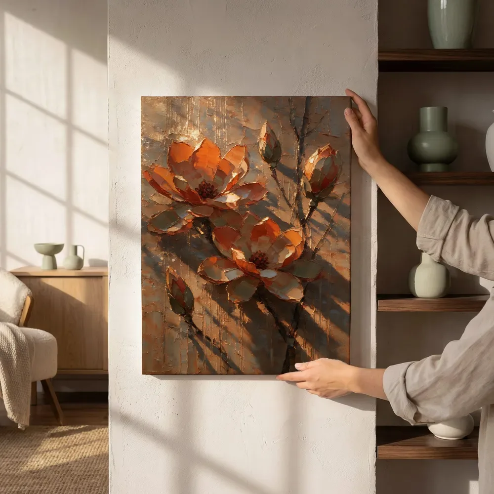 Sfeerimpressie: Magnolia in terracotta naast de kast