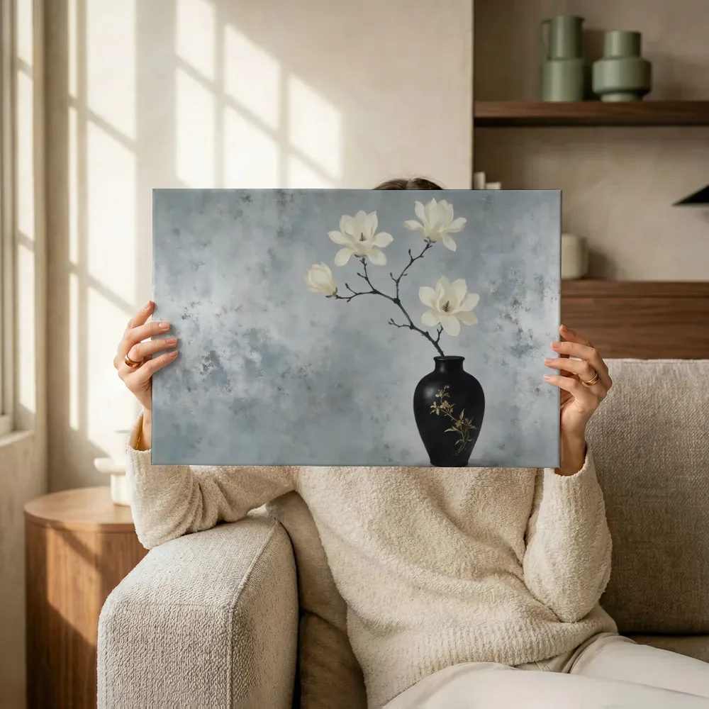 Sfeerimpressie: Magnolia in warm verweerd zilver terwijl het omhoog wordt gehouden