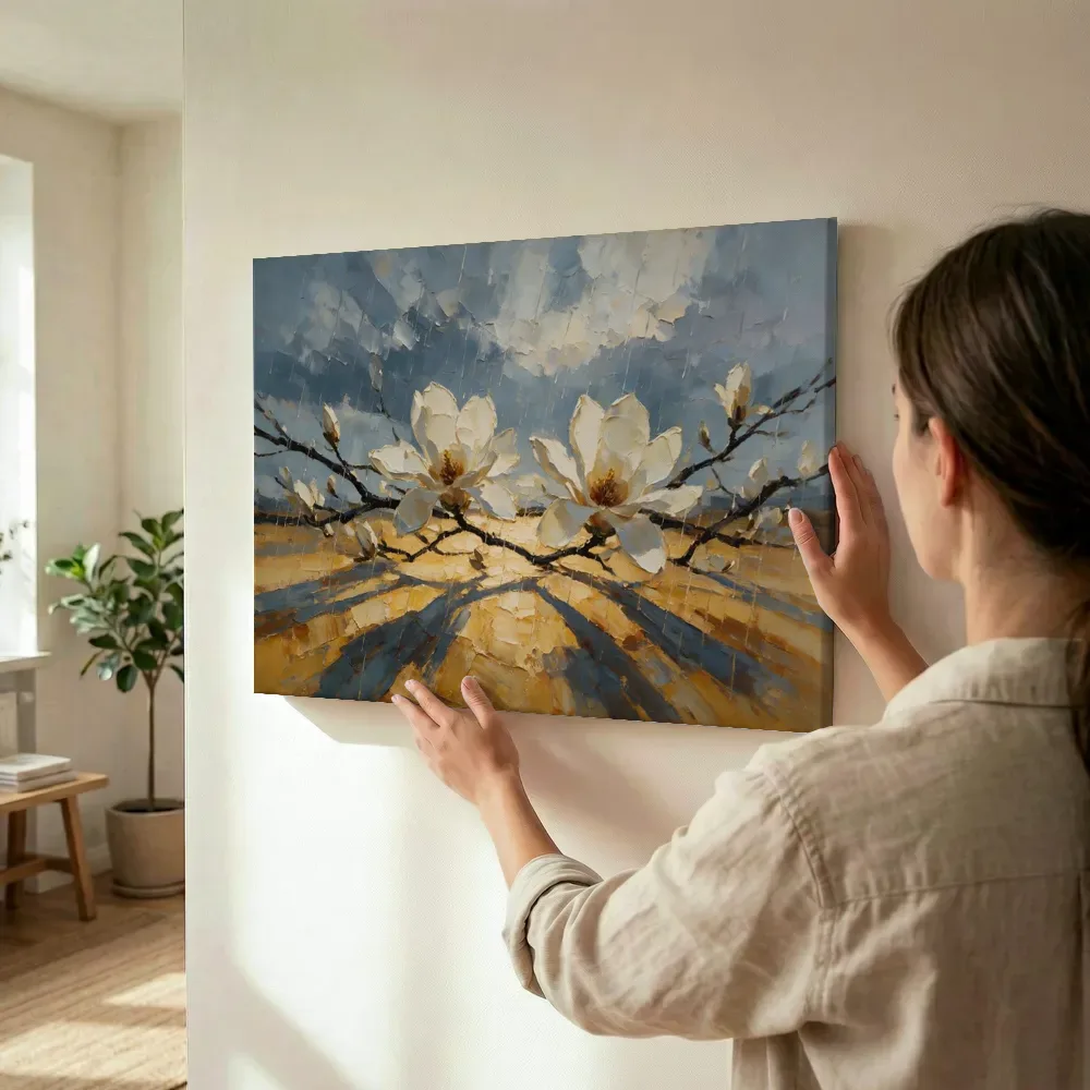 Sfeerimpressie: Magnolia onder de hemel in ivoor terwijl het wordt opgehangen