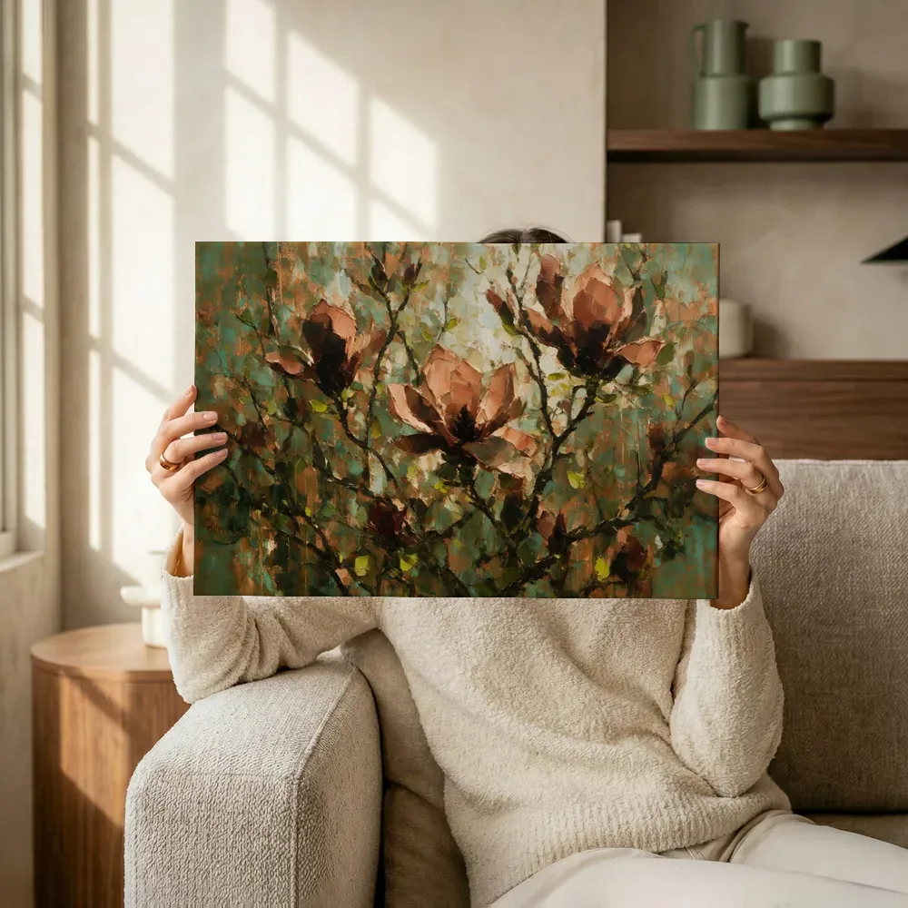 Sfeerimpressie: Magnolia tegen de lucht in limoen terwijl het omhoog wordt gehouden