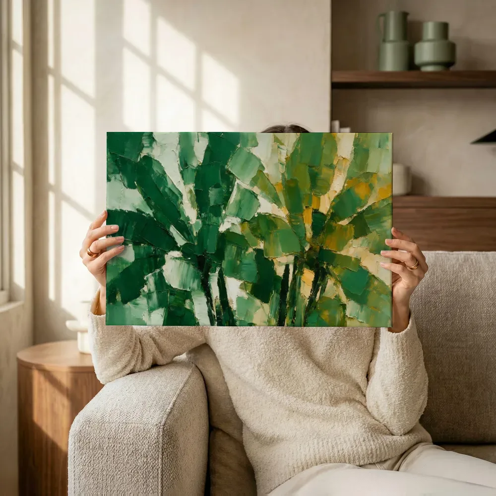 Sfeerimpressie: Magnolia van dichtbij in bosgroen terwijl het omhoog wordt gehouden