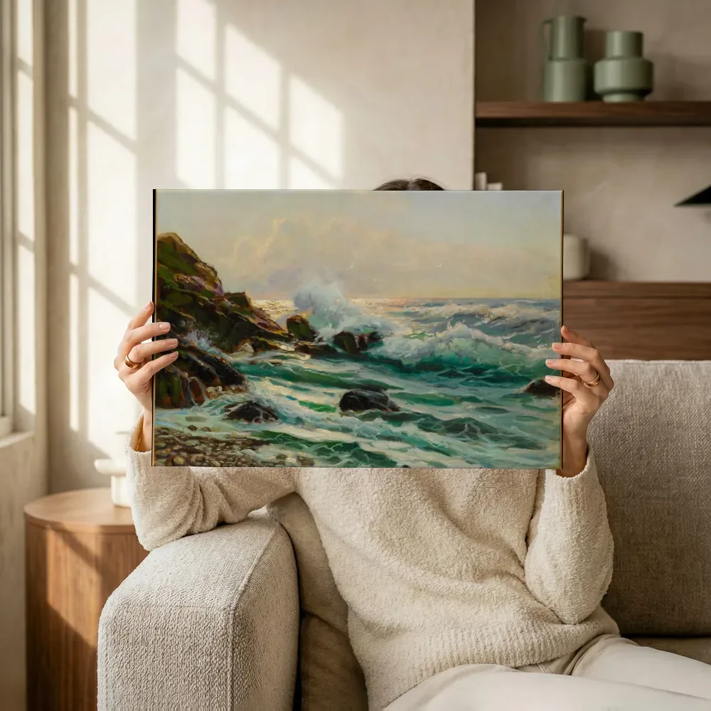 Sfeerimpressie: Maine Seascape van Constantin Westchiloff 2 terwijl het omhoog wordt gehouden
