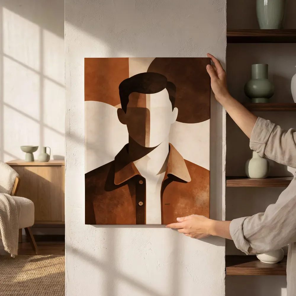 Sfeerimpressie: Man in colbert in sienna naast de kast