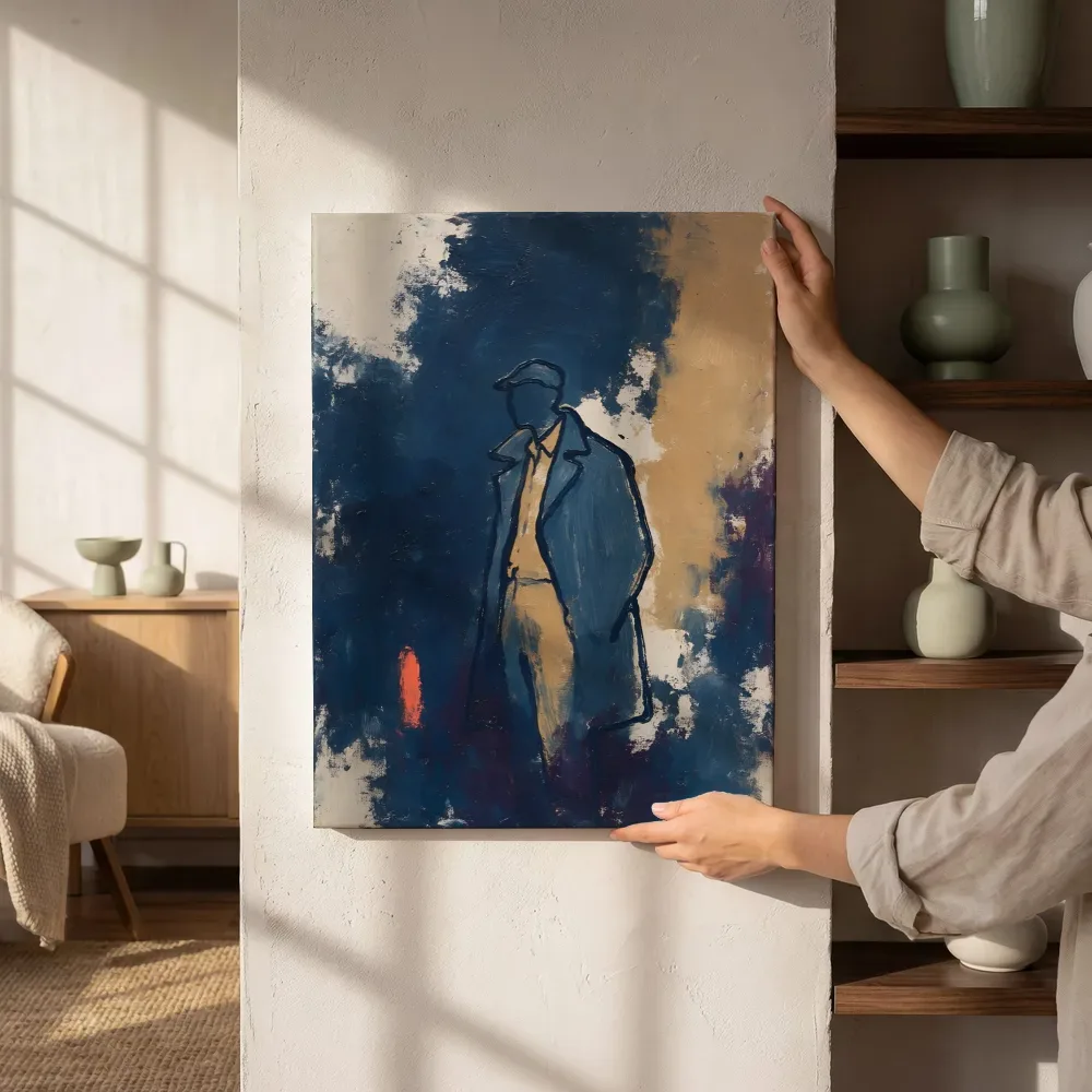 Sfeerimpressie: Man in contour, marineblauw naast de kast