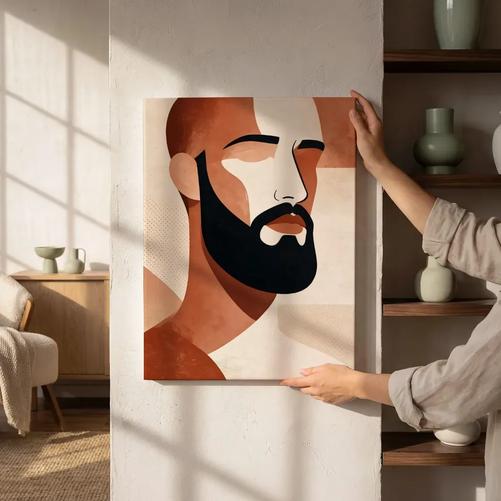 Sfeerimpressie: Man met baard in terracotta naast de kast