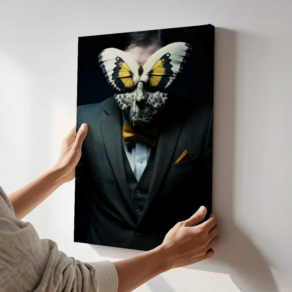 Sfeerimpressie: Vlinderman terwijl het aan de muur wordt gehangen