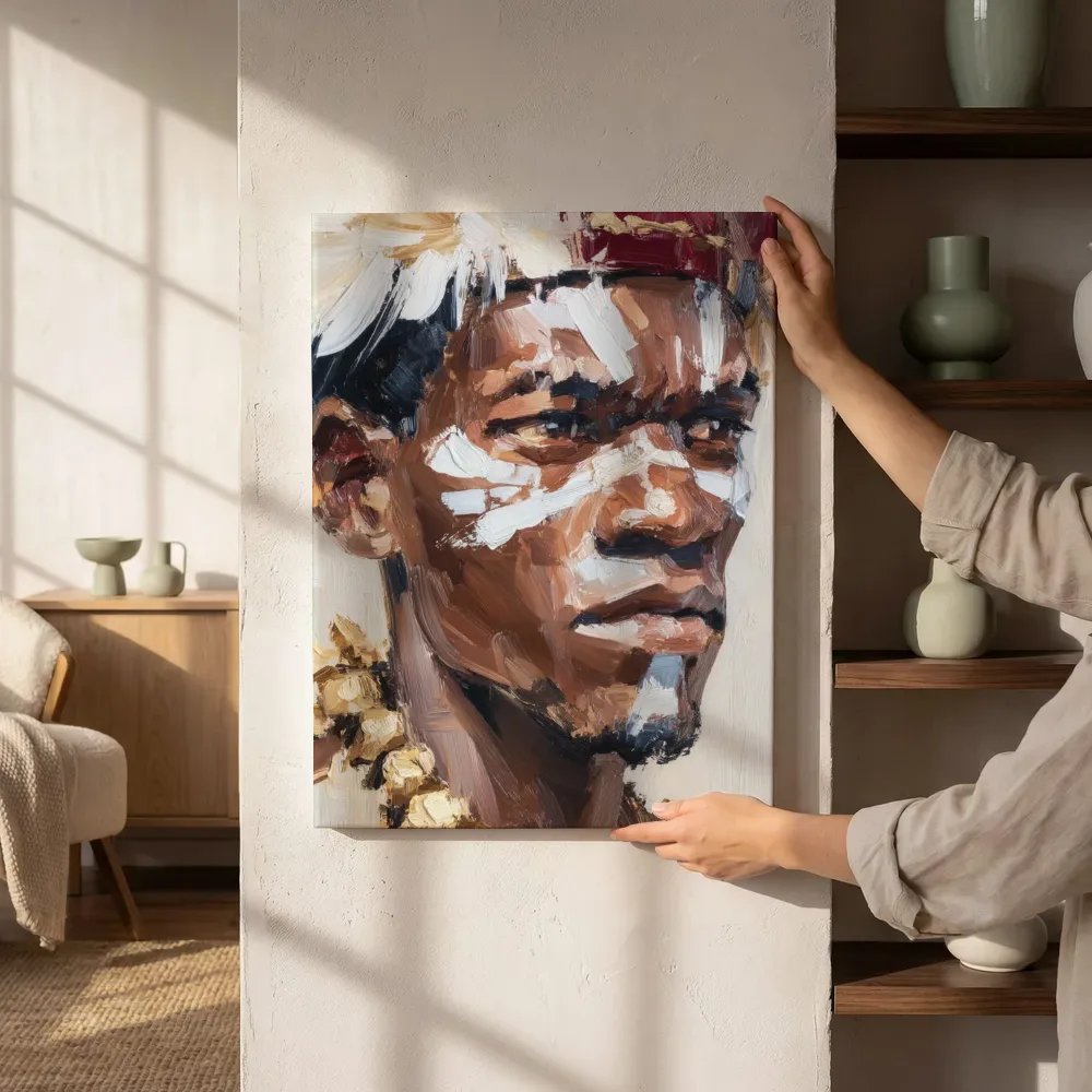 Sfeerimpressie: Portret met rode hoofddoek naast de kast