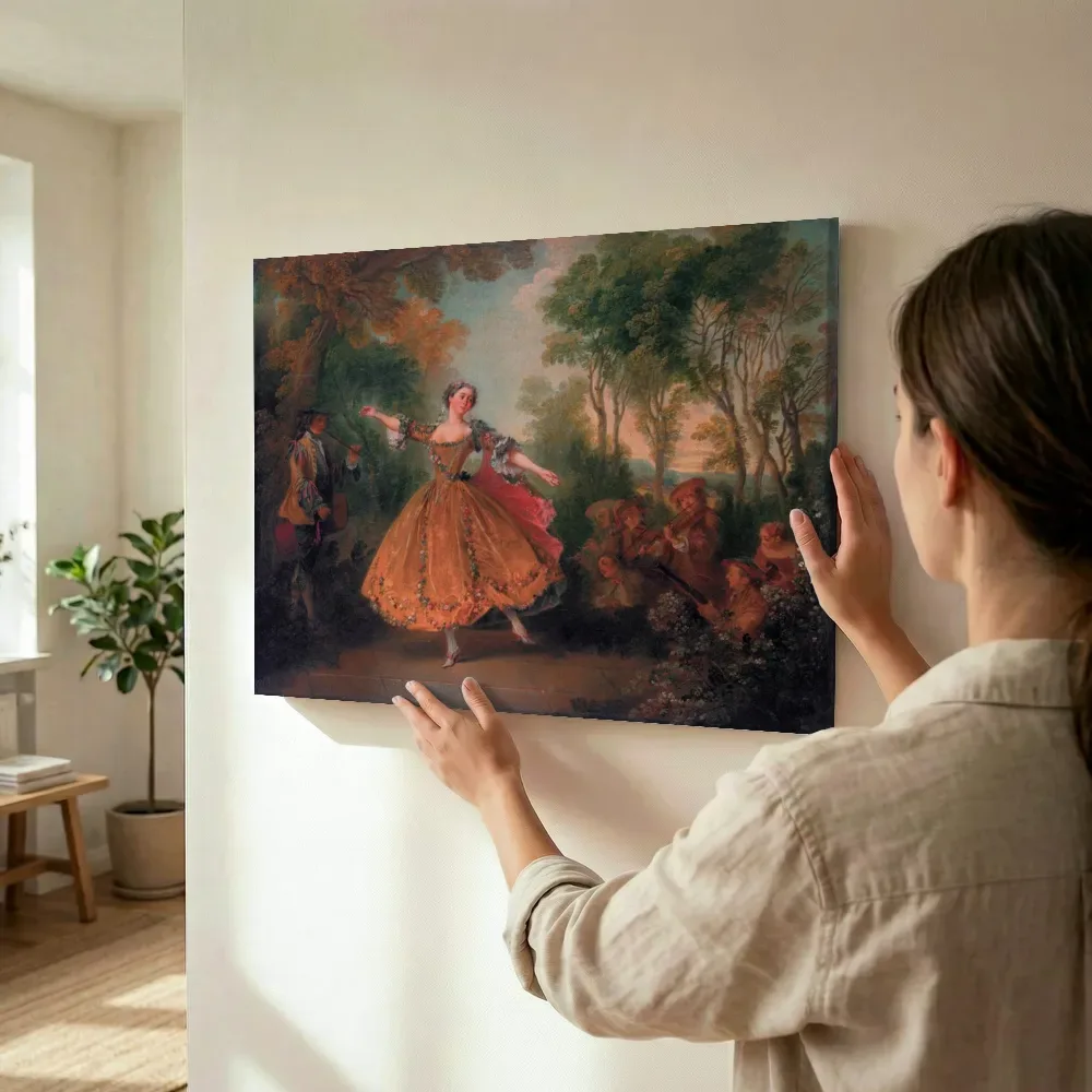 Sfeerimpressie: Marie Anne Cupis de Camargo van Nicolas Lancret terwijl het wordt opgehangen