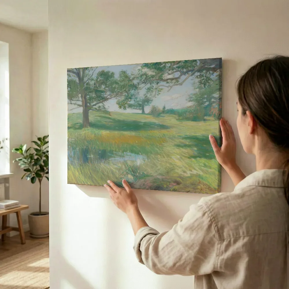 Sfeerimpressie: Meadows van Childe Hassam terwijl het wordt opgehangen