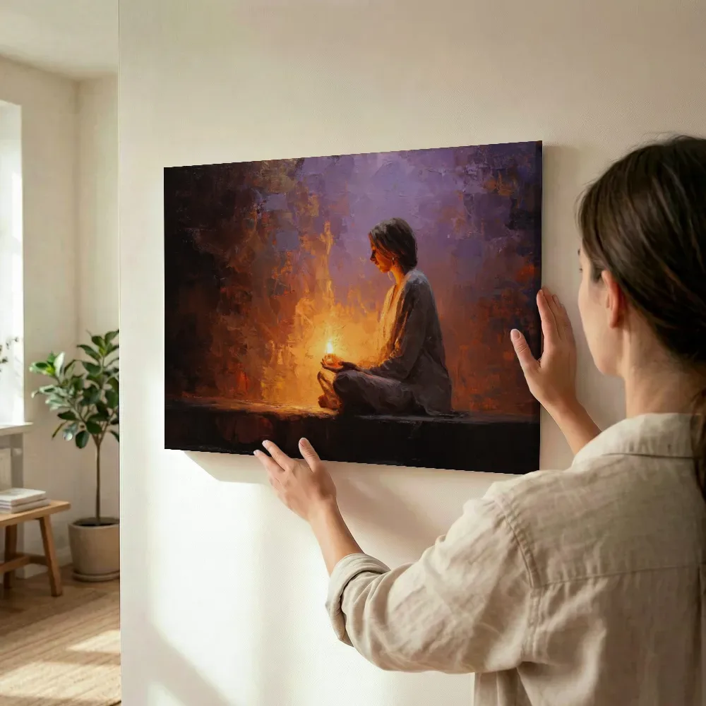 Sfeerimpressie: Meditatie met kaars in handen terwijl het wordt opgehangen