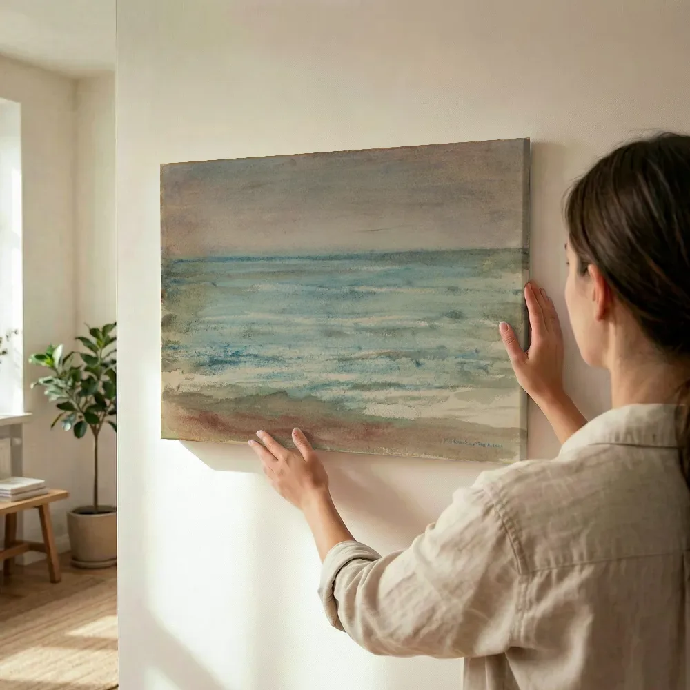 Sfeerimpressie: Zee, gezicht op de Noordzee van Max Liebermann terwijl het wordt opgehangen
