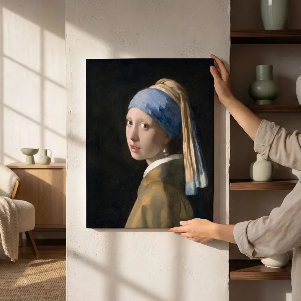 Sfeerimpressie: Meisje met de parel van Johannes Vermeer naast de kast