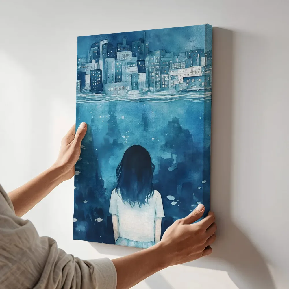 Sfeerimpressie: Onderwaterstad terwijl het aan de muur wordt gehangen