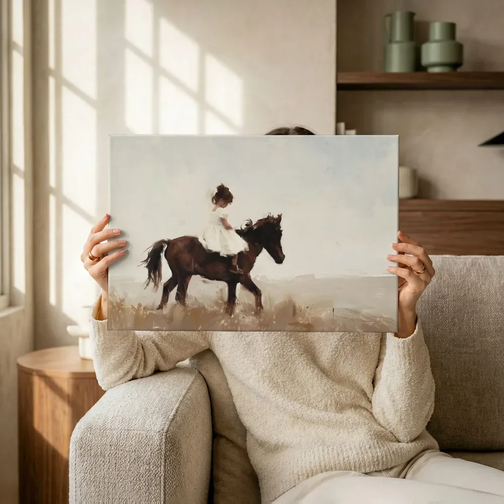 Sfeerimpressie: Meisje op de pony terwijl het omhoog wordt gehouden