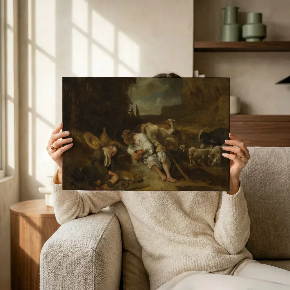 Sfeerimpressie: Mercurius en Argus van Carel Fabritius terwijl het omhoog wordt gehouden