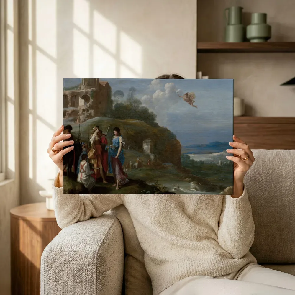 Sfeerimpressie: Mercurius en Herse van Cornelius van Poelenburgh terwijl het omhoog wordt gehouden