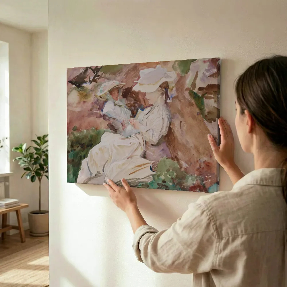 Sfeerimpressie: Mevrouw Barnard en haar dochter Dorothy van John Singer Sargent terwijl het wordt opgehangen