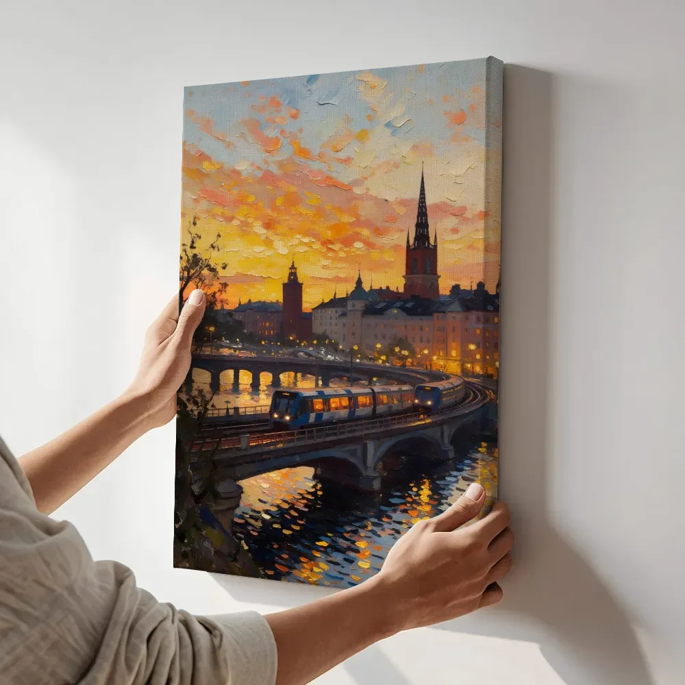 Sfeerimpressie: Milaan, Brera straat in avondlicht terwijl het aan de muur wordt gehangen