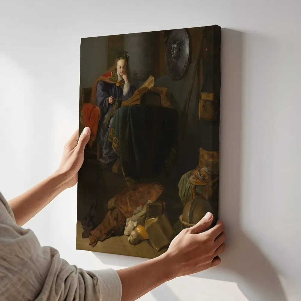 Sfeerimpressie: Minerva, Atelier van Rembrandt terwijl het aan de muur wordt gehangen