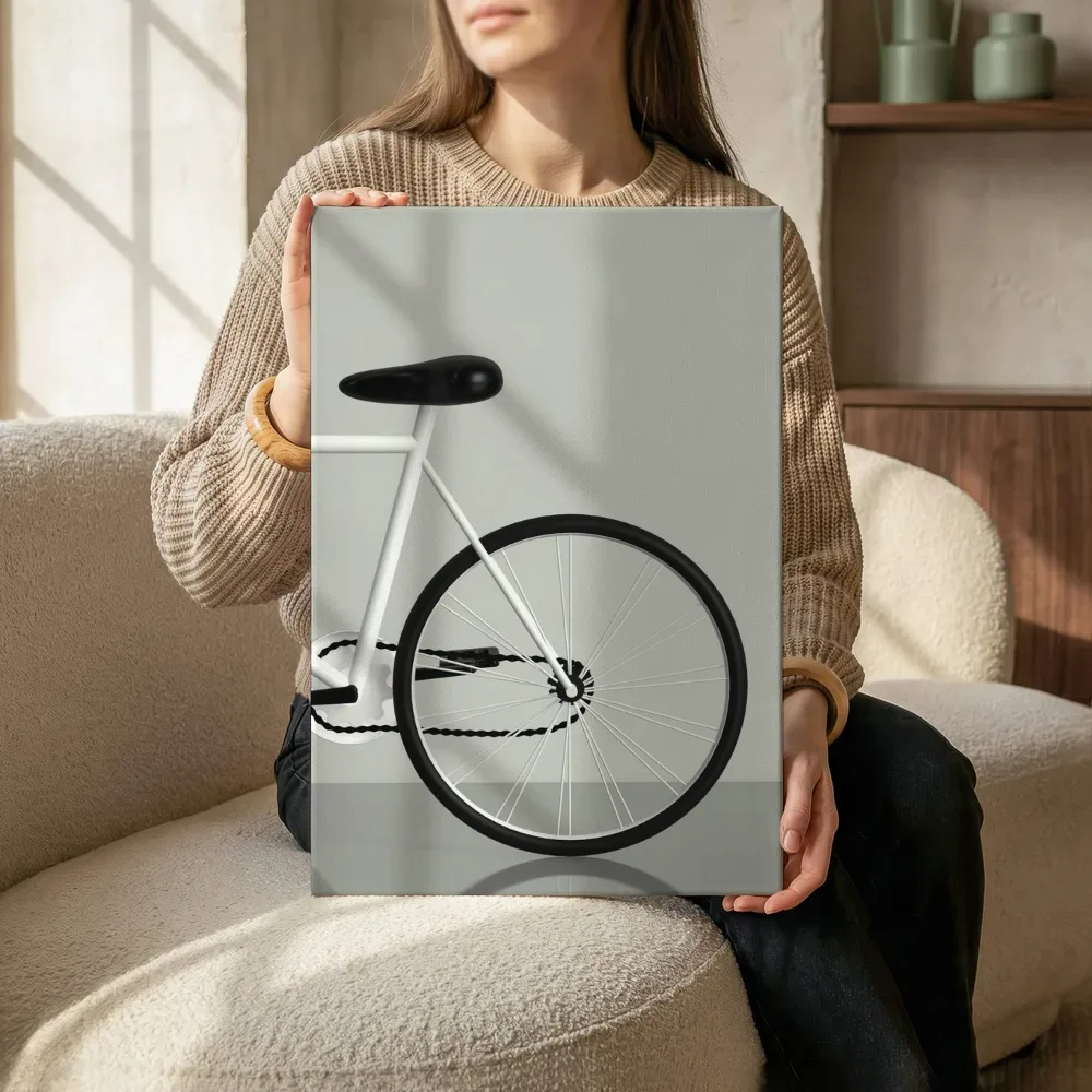 Sfeerimpressie: Minimalistische fiets in beeld terwijl het zittend wordt getoond