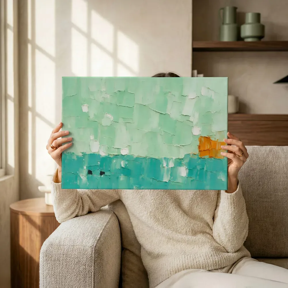 Sfeerimpressie: Mint en jade met lage gloed terwijl het omhoog wordt gehouden