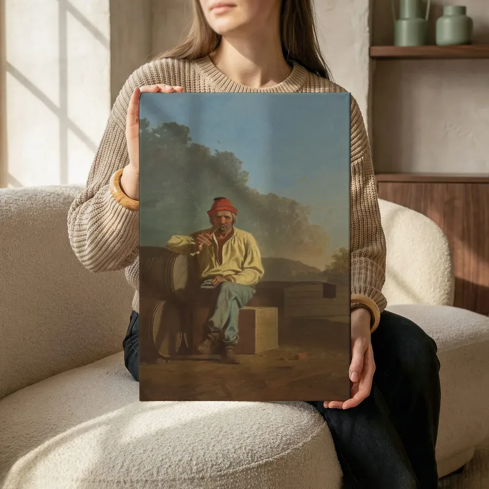 Sfeerimpressie: Mississippi Boatman van George Caleb Bingham terwijl het zittend wordt getoond