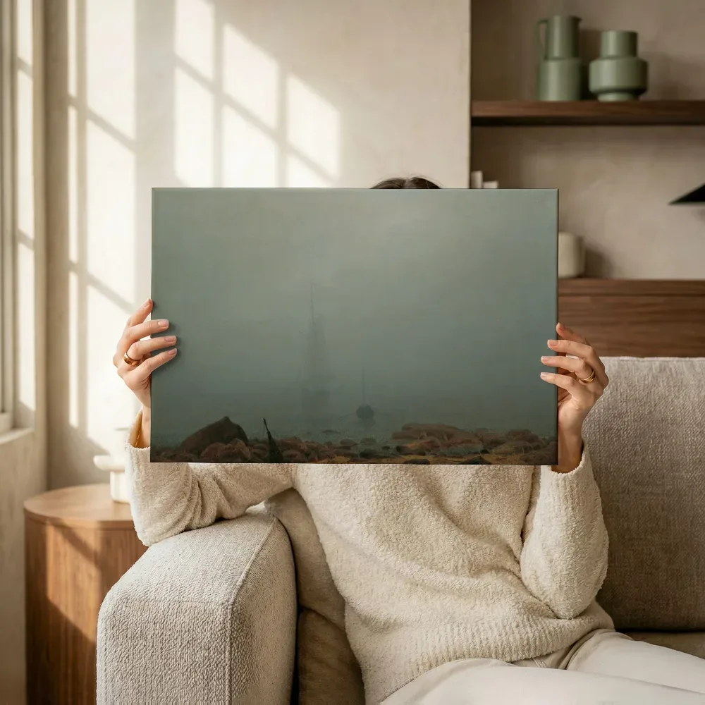Sfeerimpressie: ‘‘Mist’‘ van Caspar David Friedrich terwijl het omhoog wordt gehouden