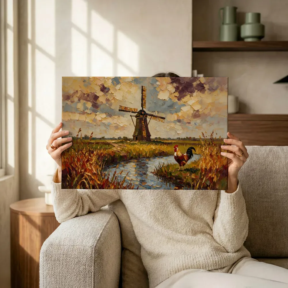 Sfeerimpressie: Molen diep in het volle beeld tussen de grassen terwijl het wordt opgehangen